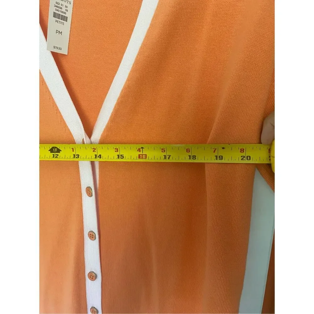 NWT Talbots Orange V Neck Cotton/ Rayon Cardigan Sz Mp